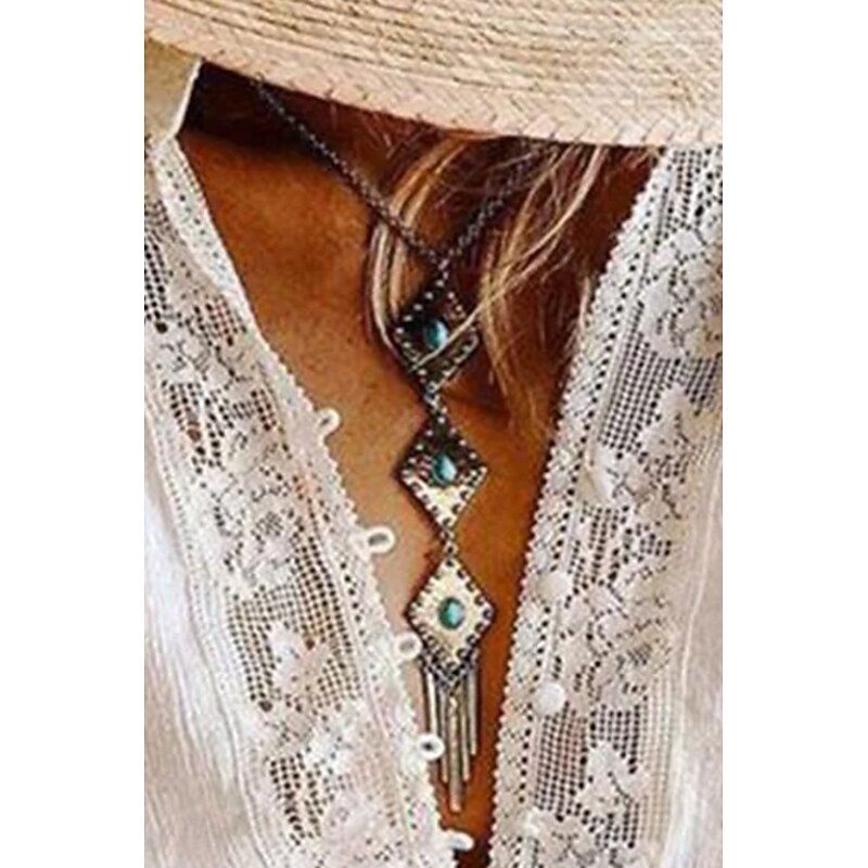 Women's Blouse Lace Tops Plain Modern Casual Long Sleeve V Neck Regular Tops Holiday Going out Lace White Summer2