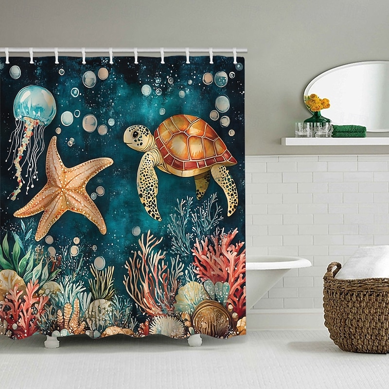 Shower Curtain with Hooks 180cm*180cm(70