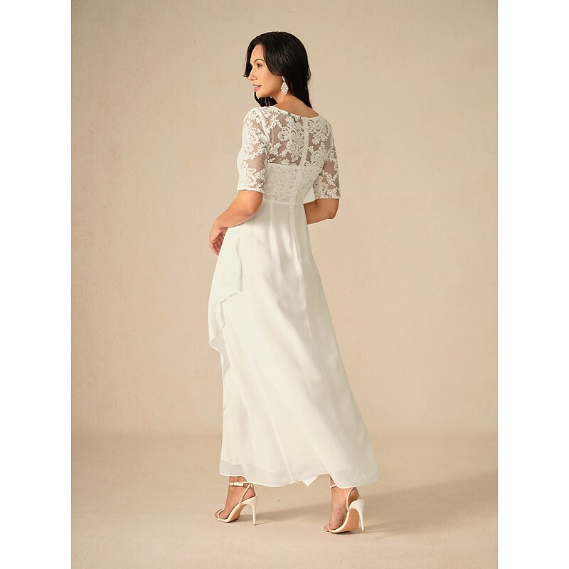 Women's Maxi Dress White Dress Chiffon Dress Elegant Wedding Engagement Regular Fit Plain Short Sleeve V Neck White Summer Spring Fall Winter3