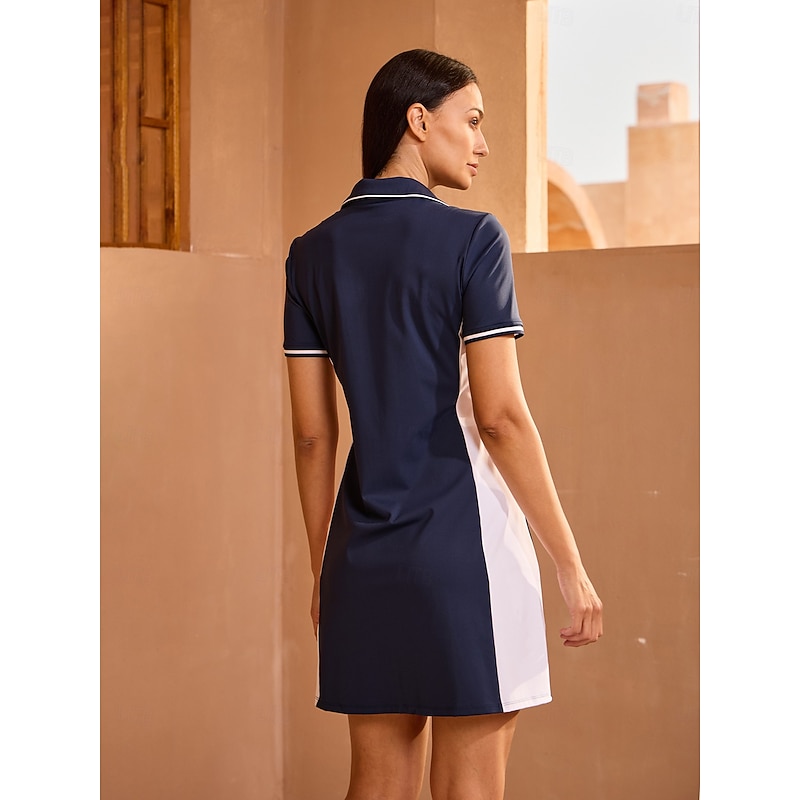 Women's Golf Dress Navy Blue Rose Red Short Sleeve Dress Ladies Golf Attire Clothes Outfits Wear Apparel2