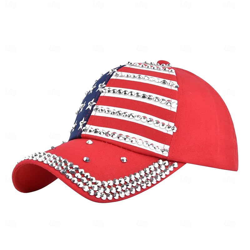 Patriotic American Flag Baseball Cap USA Sparkle Hat for Men Women Summer Sun Cap4