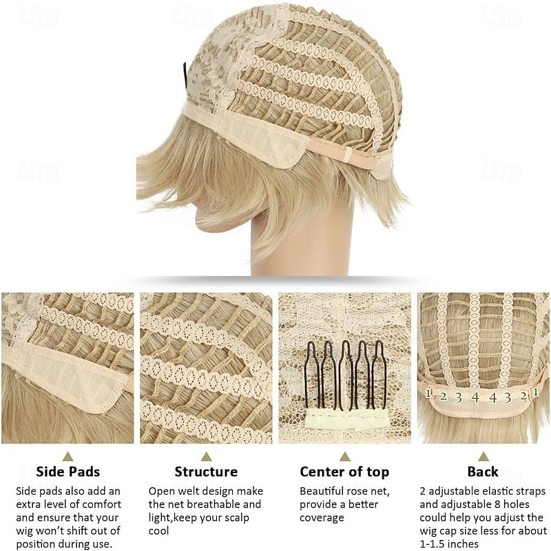 Blonde Wigs for Women Pixie Cut Wig Short Hair Wigs with Bangs for Daily Use and Cosplay4