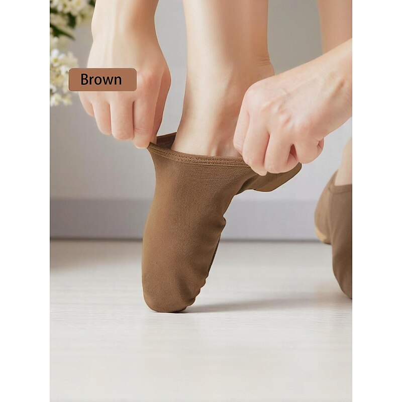 Women's Nude Canvas Split Sole Jazz Dance Shoes – Breathable Soft Slip-On Practice Flats for Beginners & Stage Performers4