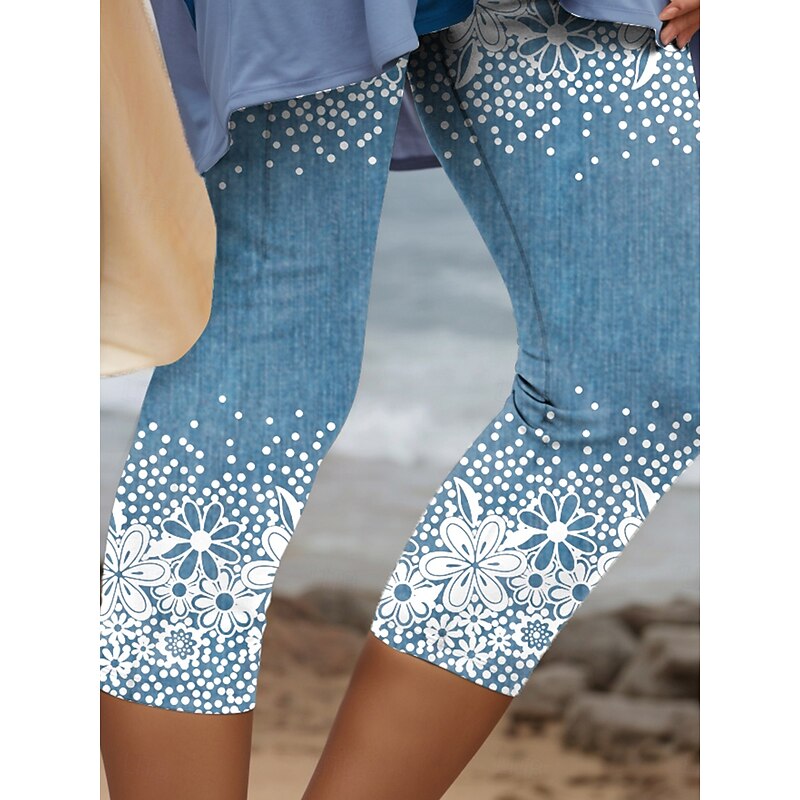 Women's Leggings Capri Pants 3D Print High Elasticity Vintage Fashion Casual Calf-Length High Waist Floral Graphic Geometic Printing Breathable Soft Stretchy Outdoor Daily3
