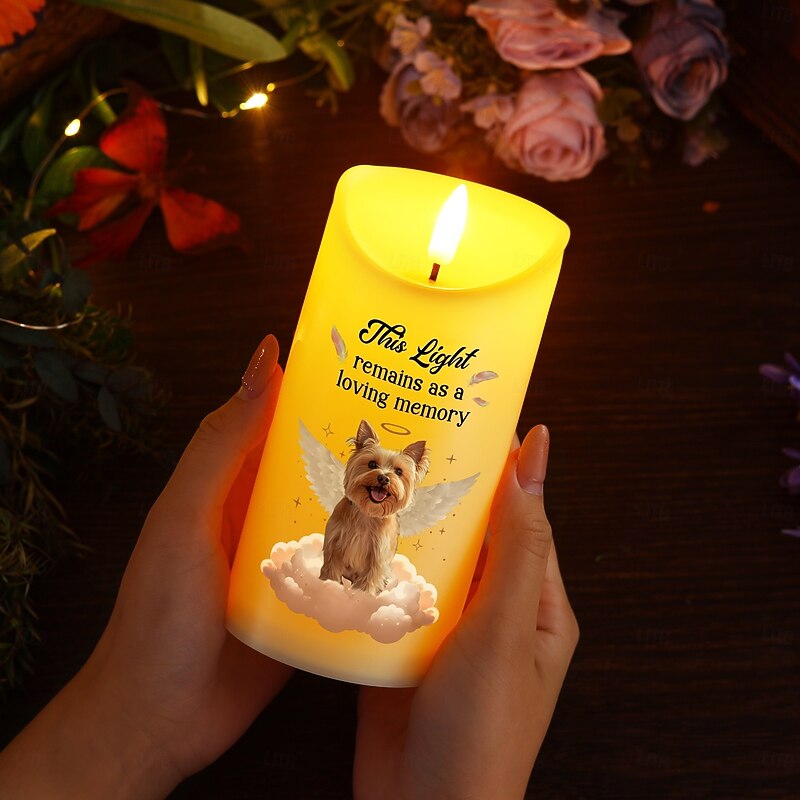 Personalized Memorial LED Candle Custom Pet Photo Sympathy Gifts For Loss Of Loved Ones, Dog Memorial Light for Home Bedroom Decor, Tribute to Beloved Pup4