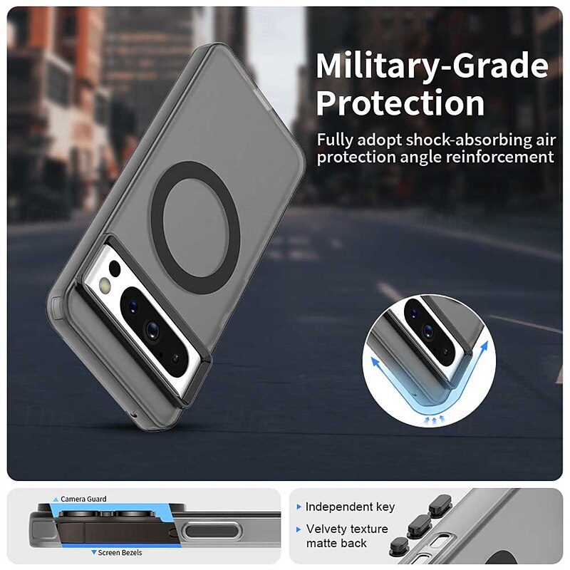 Magnetic Adsorption Phone Case for Google Pixel 9 Pro/9 Pro XL/8 Pro/8/9 PC Metal Shockproof Cover with Wireless Charging Support2