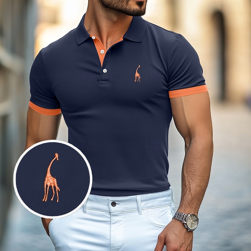 Men's Cotton Polo Shirt Golf Shirt Casual Lapel Short Sleeves Comfortable Embellished&Embroidered Basic Summer Slim Fit Black White Red Navy Blue Royal Blue Light Grey Cotton Polo Shirt2