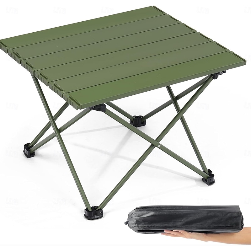 Portable Camping Side Table, Ultralight Aluminum Folding Beach Table with Carry Bag for Outdoor Cooking, Picnic, Camp, Boat, Travel