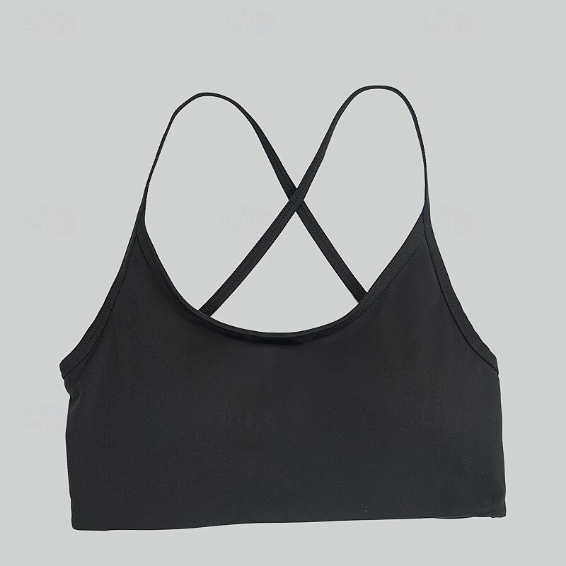 Women's Sports Bra Crew Neck Quick Dry Lightweight Breathable Cross Back Sleeveless Light Support Sports Solid Color Sports Bra For Gym Workout Gymnastics Running Activewear2