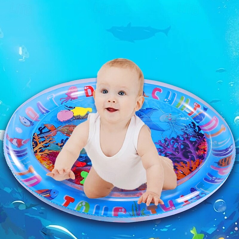 1pc Round White Shark Splash Pad Promote Activity and Sensory Development while Prone Splash Pad