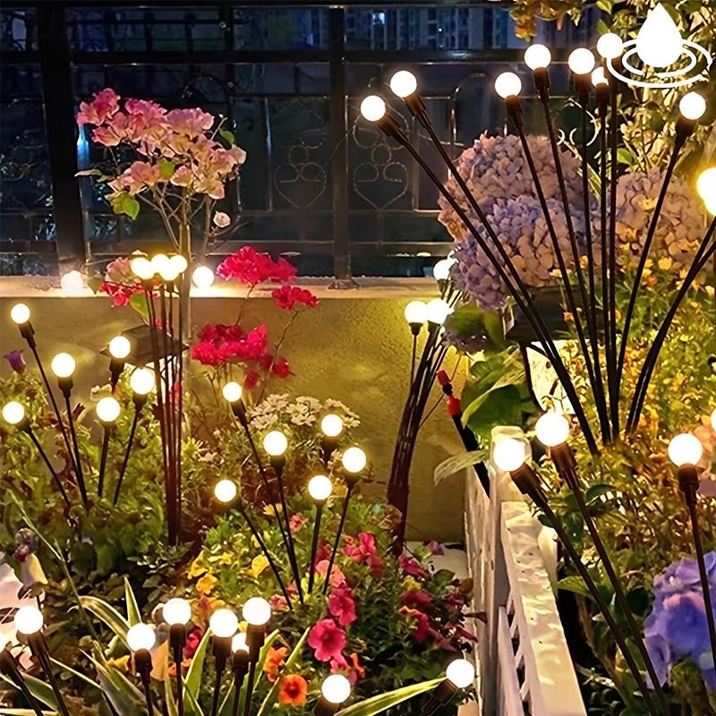 2/4 Packs Solar Firefly Lights Outdoor Waterproof Two Modes of Persistent Light and Flashing 6/8/10 Heads Warm White White Multi Color