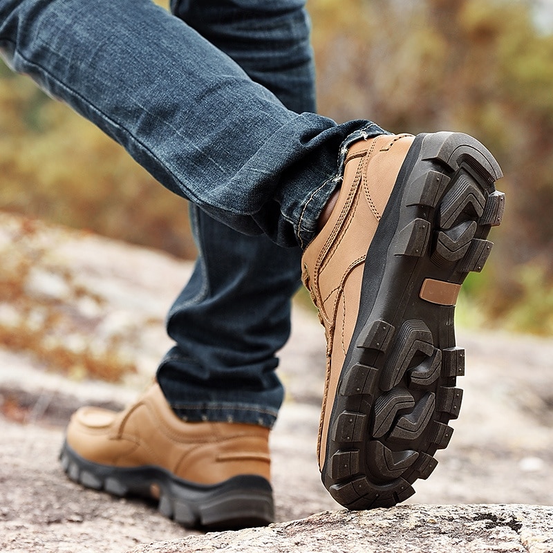 Men's Tan Lace-Up Sneakers with Traction Rubber Outsoles - Comfortable and Breathable for Outdoor Adventures and Casual Day Wear3
