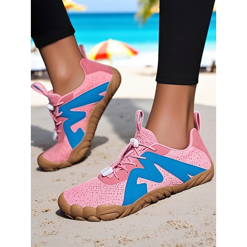Breathable Wide Fit Water Shoes for Women – Stylish Color-block Barefoot Aqua Shoes for Beach, Kayaking, Swimming & Travel, Quick-Drying Lightweight Swim Footwear2