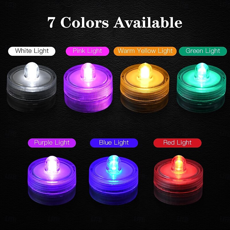 12/24PCS Submersible Light Electronic Candle Lights for Home Fish Tank Underwater Landscape Lights for Aquarium Holidays Christmas Birthday Party Home Decoration3