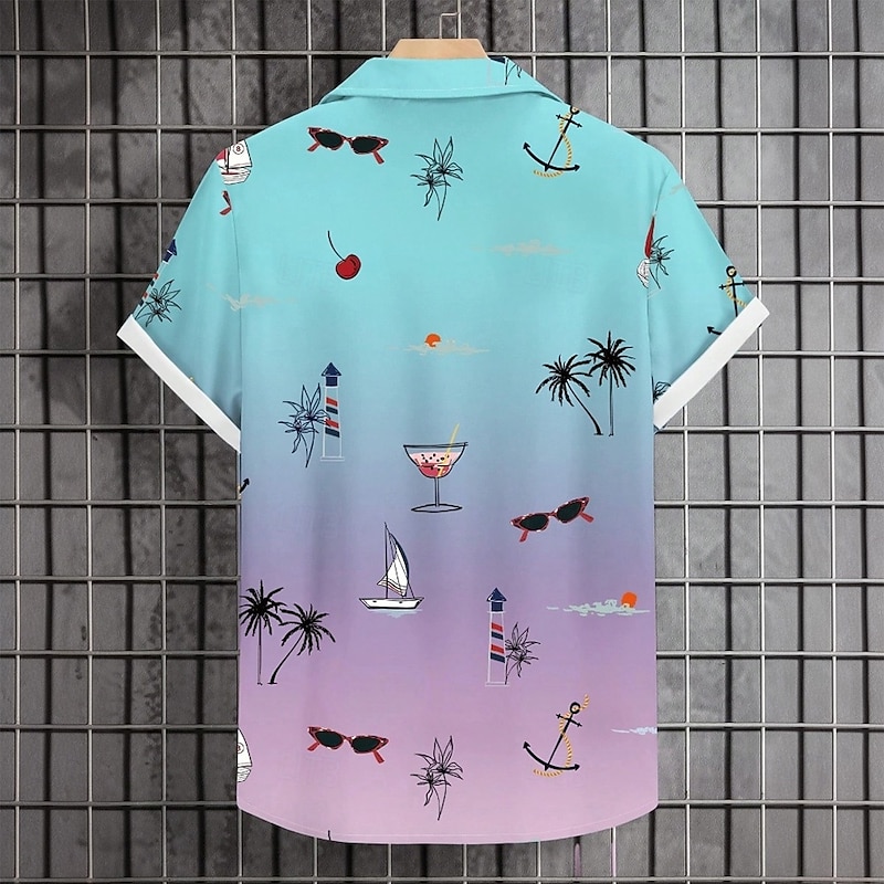 Men's Coconut Palm Tropical Plants Shirt Summer Hawaiian Shirt Button Up Shirt Short Sleeve Hawaiian Vacation Holiday Beach Wear Summer Spring Turndown 3D Print Collared Shirts Front One Pocket4