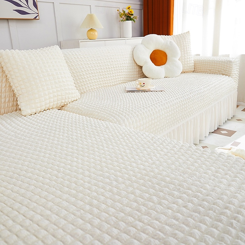 Stretch Couch Cushion Cover, 1 2 3 Seater Cushion Covers for L Shaped Sofa Chaise Longue, Sectional Sofa Slipcover Furniture Protector with Elastic Bottom3