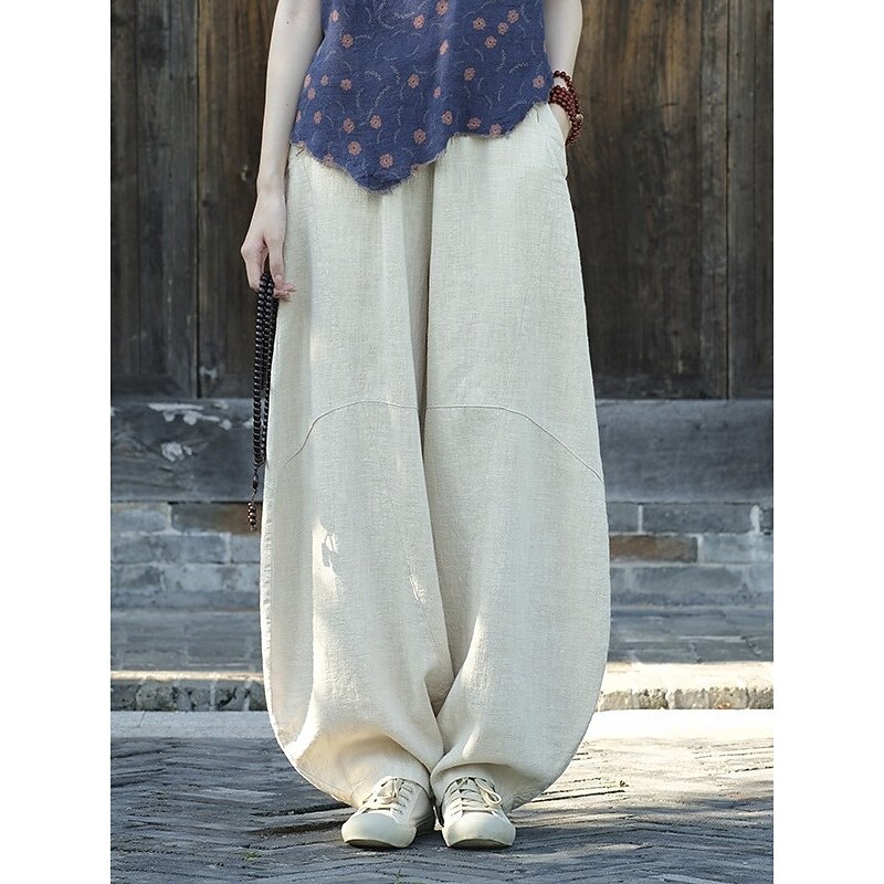 Retro Vintage Medieval Renaissance Pants Solid Color Fancy Dress Women's Vacation Casual Daily Adults' Pants Spring & Summer2