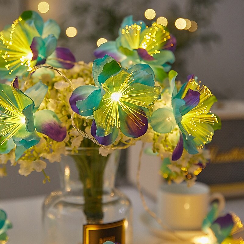 LED Flower Lights LED Fairy Light String 2m 10LEDs Battery Powered for Christmas Thanksgiving Valentine's Day Summer Garden Balcony Party Decoration