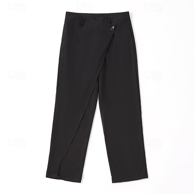 Men's Dress Pants Trousers Pocket Layered Straight Leg Plain Comfort Soft Knee Length Formal Outdoor Daily Elegant Fashion Black White Micro-elastic3