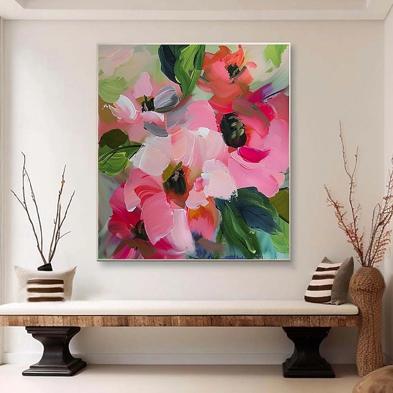 Large Flower Landscape Oil Painting On Canvas handmade Pastel Floral Painting Spring Hand painted Flower Scenery Painting Large oil paintings Wall Art flower oil painting for Living Room Decor2