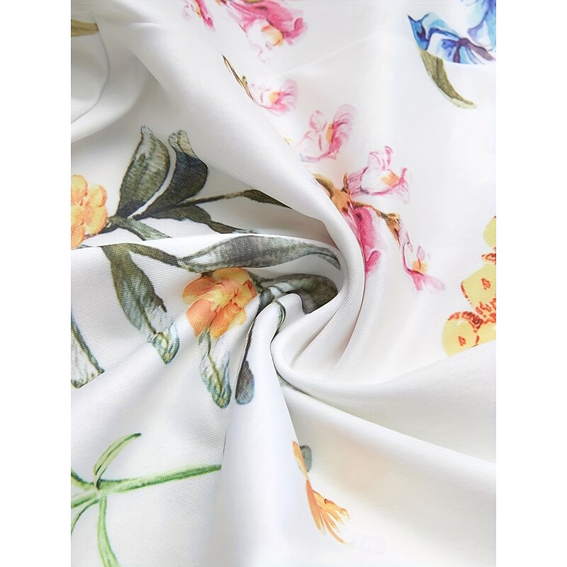 Women's Leggings Capri Pants High Elasticity Vacation Vintage Fashion Calf-Length High Waist Floral Graphic Printing Breathable Soft Stretchy Formal Vacation Office Robin's Egg Blue White3