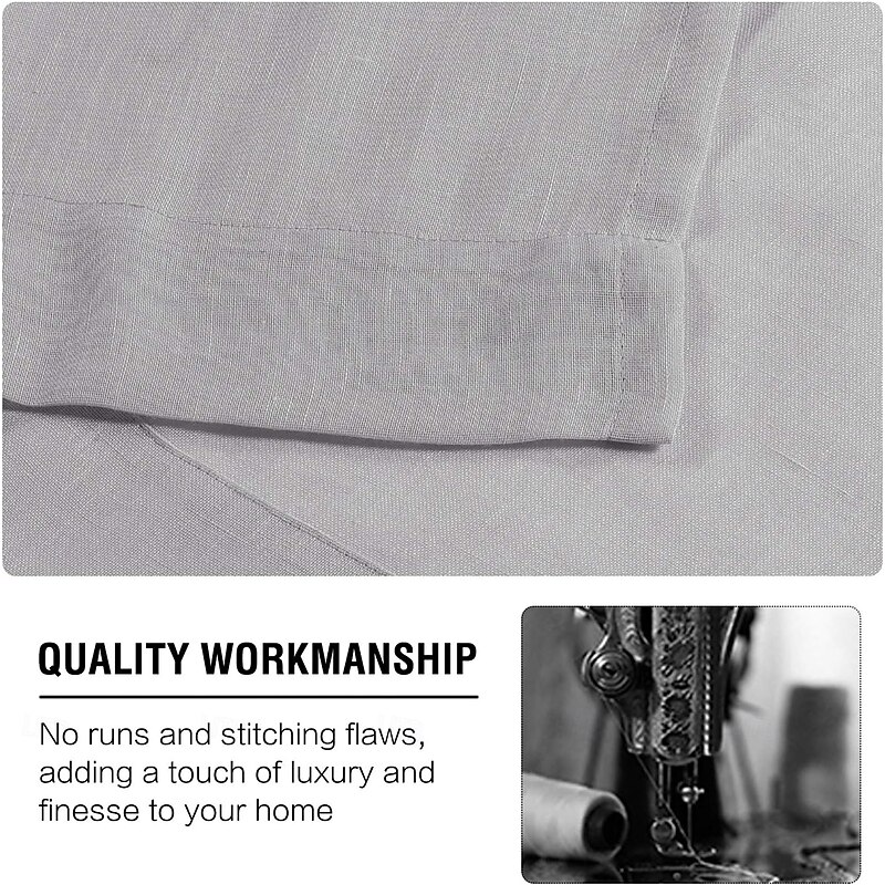 Linen Curtains Natural Blended Curtain Panels Drapery for Living Room Sheer Curtains 84 inch Length 2 Pcs Set Grommet Window Panels3