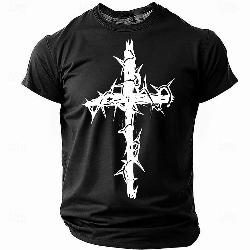Easter Men's Cross T Shirt Short Sleeve T shirt 3D Print Crew Neck Shirt Fashion Daily Designer Party Street Casual Black Red Blue Summer Spring Clothing Apparel S M L XL XXL XXXL