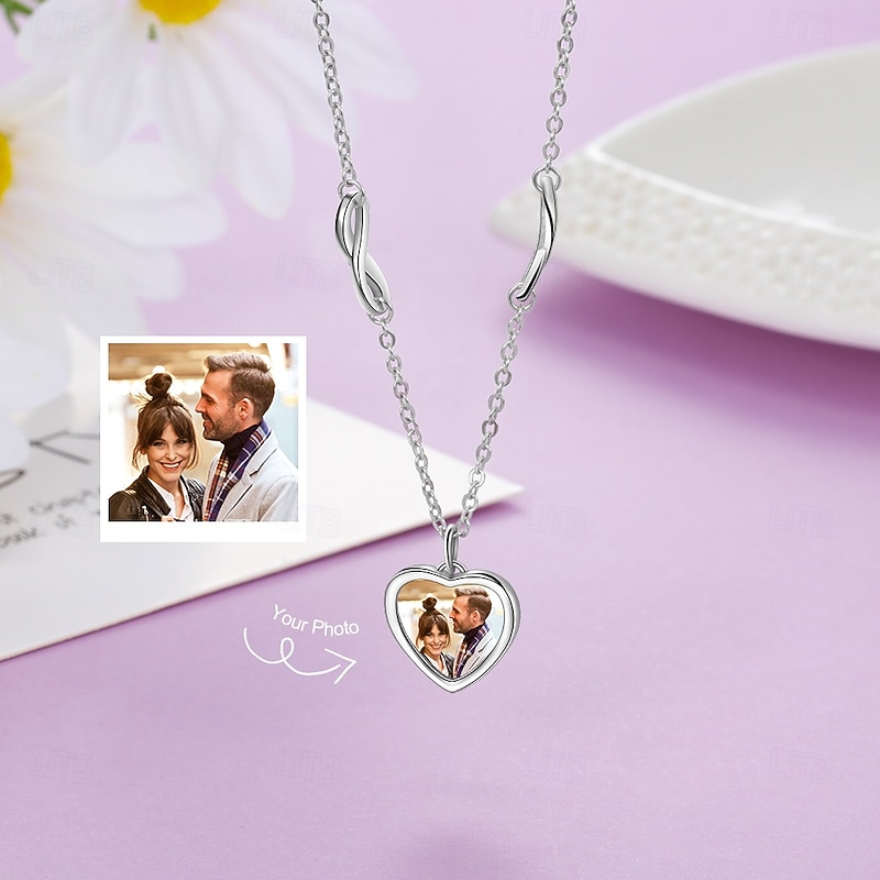 Personalized Heart Necklace Custom Best Gift for Mom – Engraved Photo Pendant, Exclusive Jewelry for Mom, Wife, Girlfriend, Perfect for Mother's Day, Valentine's Day, Anniversaries, Birthdays