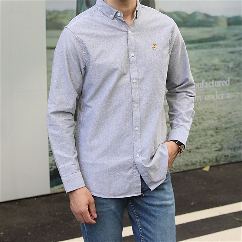 Men's Shirt Dress Shirt Button Up Shirt Printing Wedding Daily White Dark Navy Blue Gray Long Sleeve Turndown Spring &  Fall Clothing Apparel Button-Down3