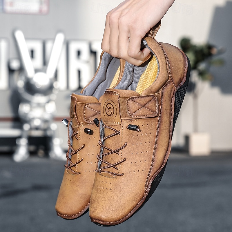 Men's Brown Casual Sneakers – Versatile Slip-on Shoes with Soft Leather for Everyday Comfort4