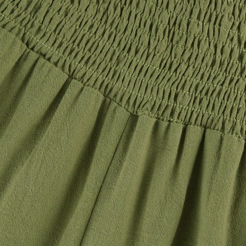 Men's Linen Pants Trousers Summer Pants Baggy Pants Beach Pants Ruffle Elastic Waist Straight Leg Plain Comfort Breathable Full Length Daily Holiday Beach Vacation Fashion White Orange4