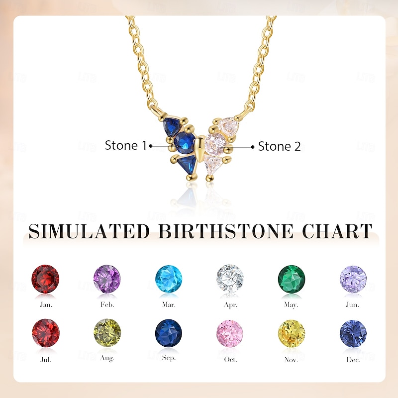 Personalized Birthstone Butterfly Necklace Custom Gift for Her, Birthstone Guardian Pendant, Mother's Day Valentine's Day Christmas Birthday Anniversary Gift, Eternal Love & Promise for Grandmother Mom Wife Girlfriend