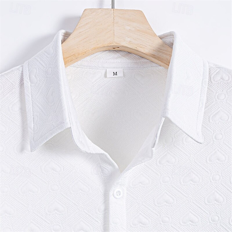 Men's Shirt Summer Shirt Casual Shirt Beach Shirt Button Up Shirt White Short Sleeve Solid / Plain Color Lapel Vacation Hawaiian Clothing Apparel Polyester Fashion Casual Comfortable3
