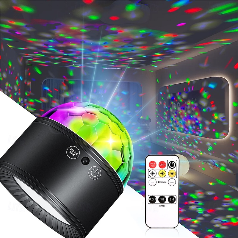 LED Wall Lights Spotlights Remote Control Tri Color Dual Head Little Magic Ball Atmosphere Lamp Creative Night Lamp Rainbow Projection Little Magic Ball Usb Charging Festival Party Atmosphere Decoration Lamp  1PC2