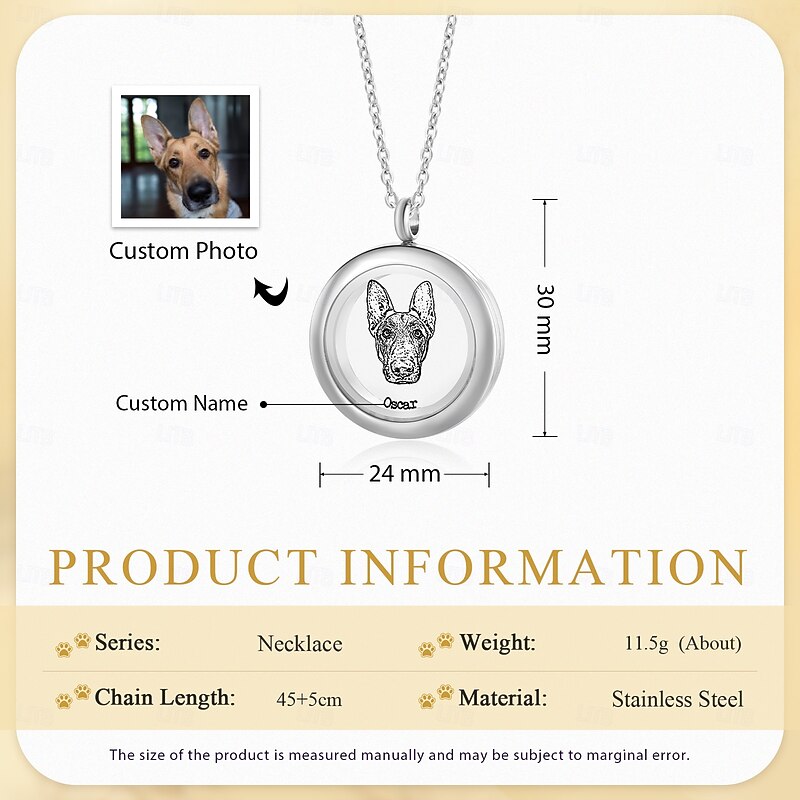 1 PC Personalized Custom Pet Ash Necklace Used To Commemorate Your Favorite Pet Inside Can Place Pet Ashes Can Customize Pet Photos Available In Three Colors.2