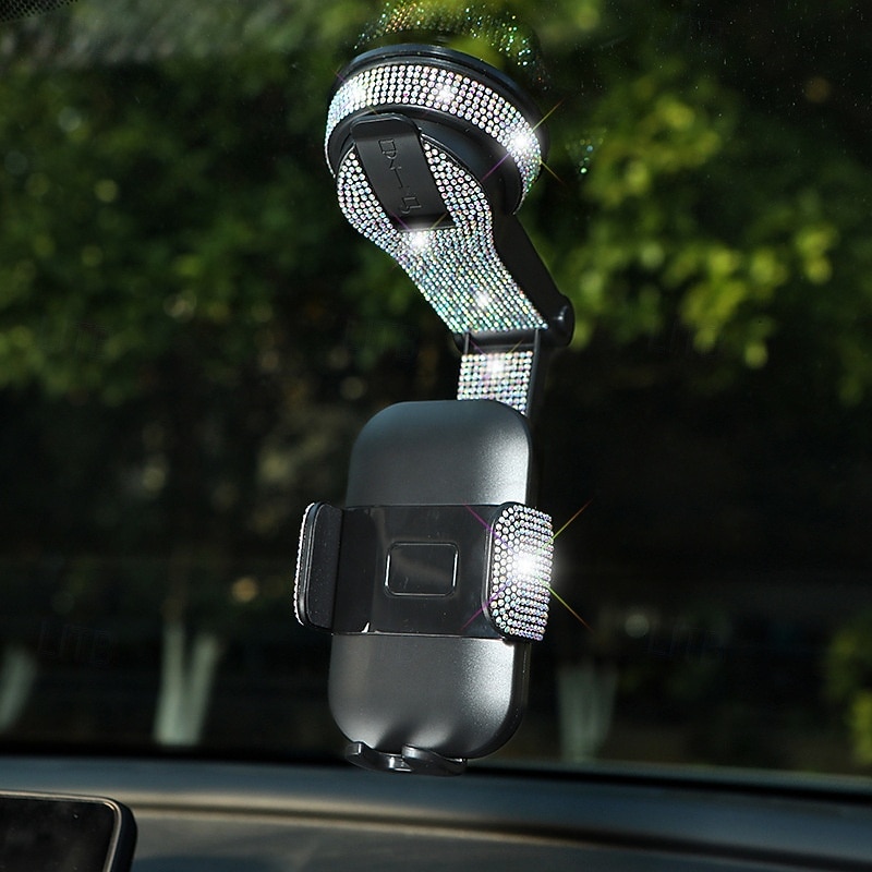 Car Diamond Cell Phone Holder Suction Cup Car Phone Holder Universal Multifunctional 360 Rotating Anti-Handshake Navigation Bracket