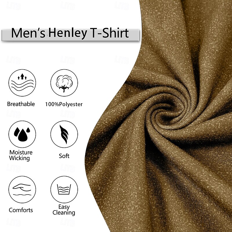 Men's Geometric Plaid T Shirt Henley Shirt Short Sleeve Designer Modern Henley Street Casual Daily Summer Spring All Seasons Khaki Henley Henley T-Shirt3