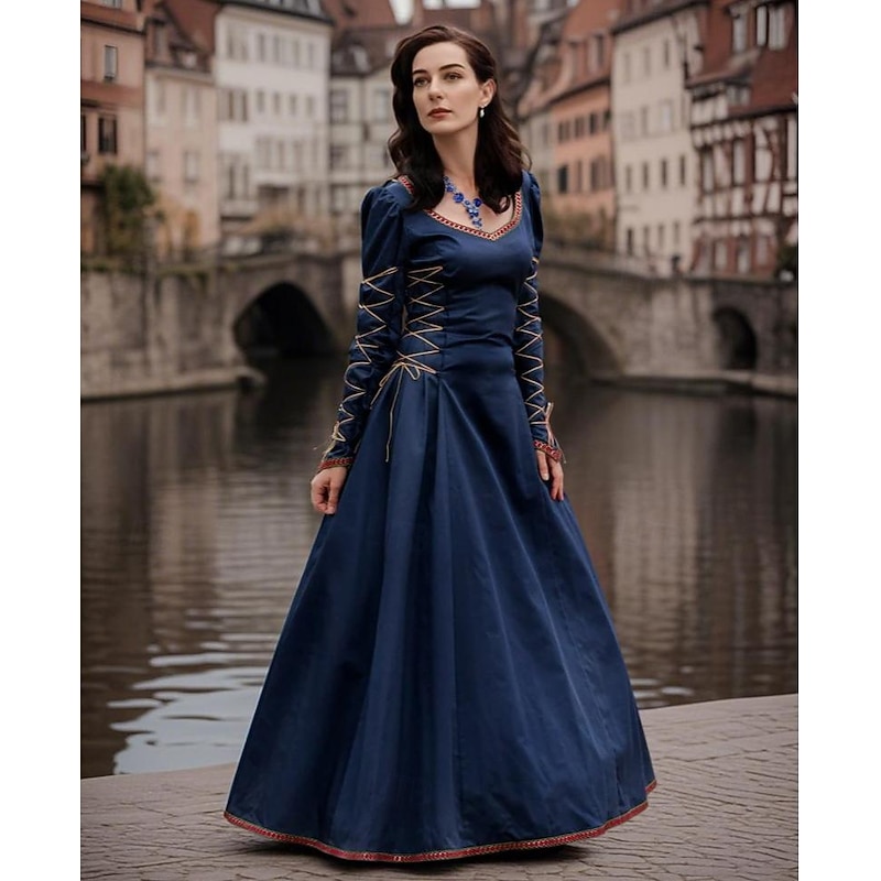 Medieval Renaissance Dress Viking Celtic Knight Fancy Dress Women's Viking Royal Halloween Carnival Masquerade Performance LARP Ren Faire Adults' Dress