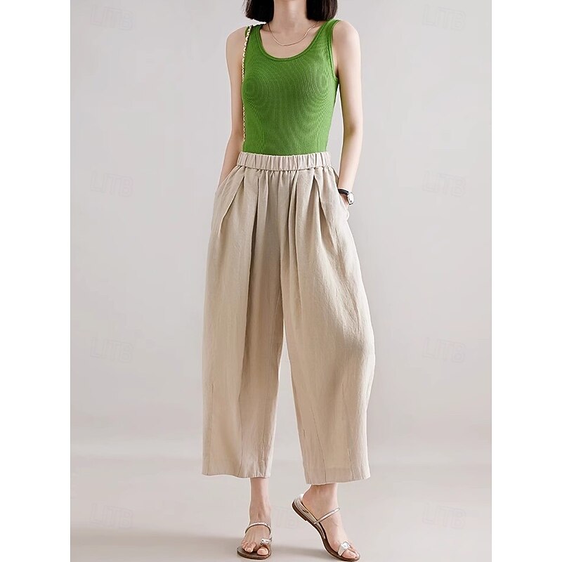 Retro Vintage Medieval Renaissance Ankle Length Pants Wide Leg Pants Solid Color Fancy Dress Women's Vacation Casual Daily Adults' Pants Spring & Summer2