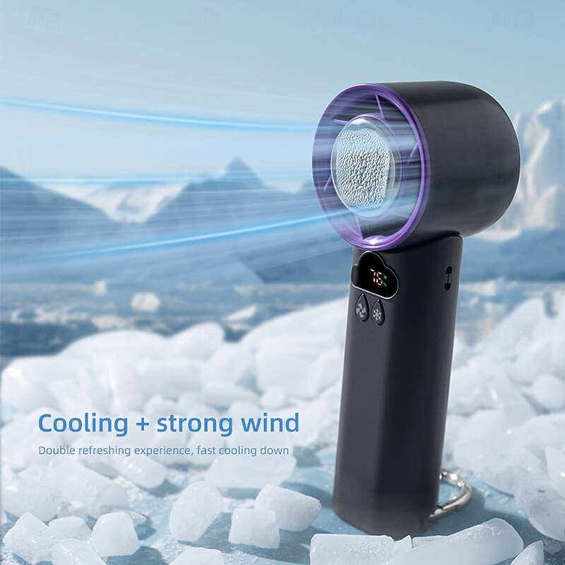 K52 Handheld Cooling Fan with Ice Porcelain Refrigeration, 13000rpm Motor, 100-Speed Stepless Control, Foldable Design, LED Display, and Type-C Charging – Portable Mini Fan for Summer Travel & Office2