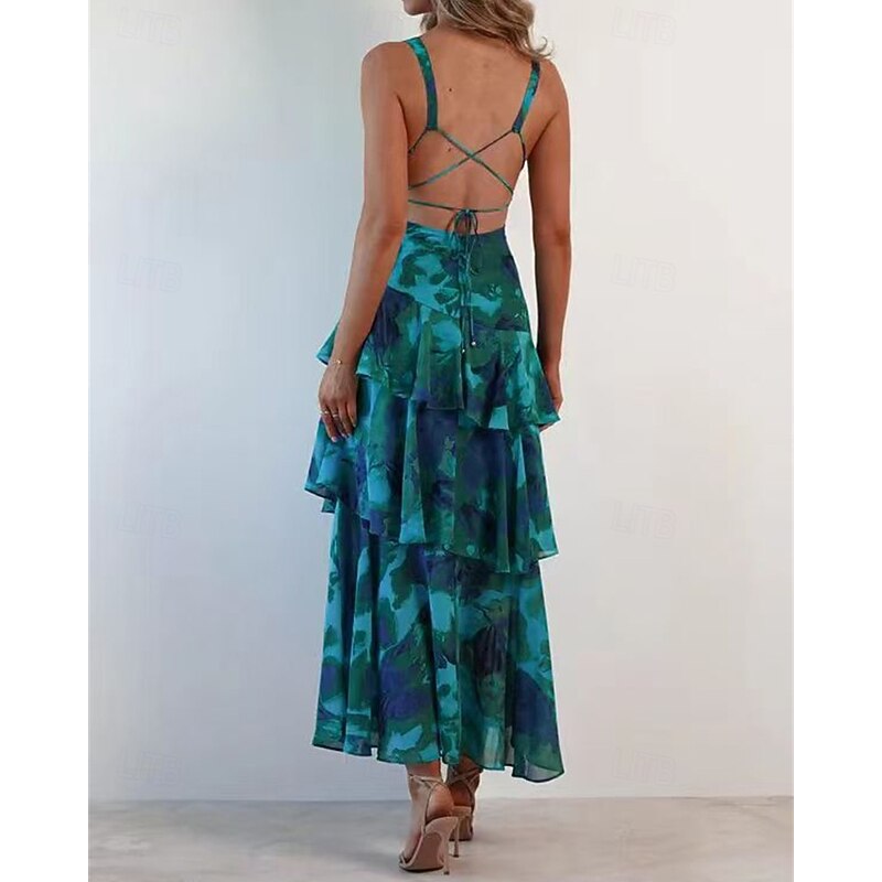 Women's Long Dress Maxi Dress Casual Dress Summer Dress Boho Dress Print Dress Fashion Outdoor Party Holiday Regular Fit Floral Sleeveless Deep V Yellow Pink Red Purple Summer Spring4