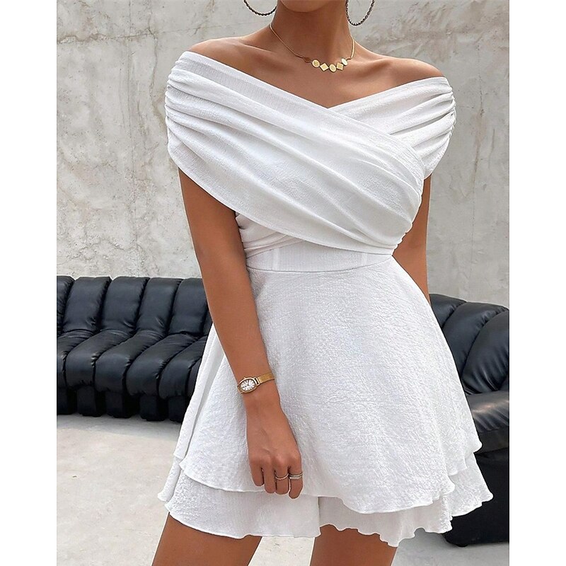 Women's Mini Dress White Dress Casual Dress Summer Dress Fashion Classic Modern Outdoor Vacation Holiday Regular Fit Plain Sleeveless V Neck White Summer2