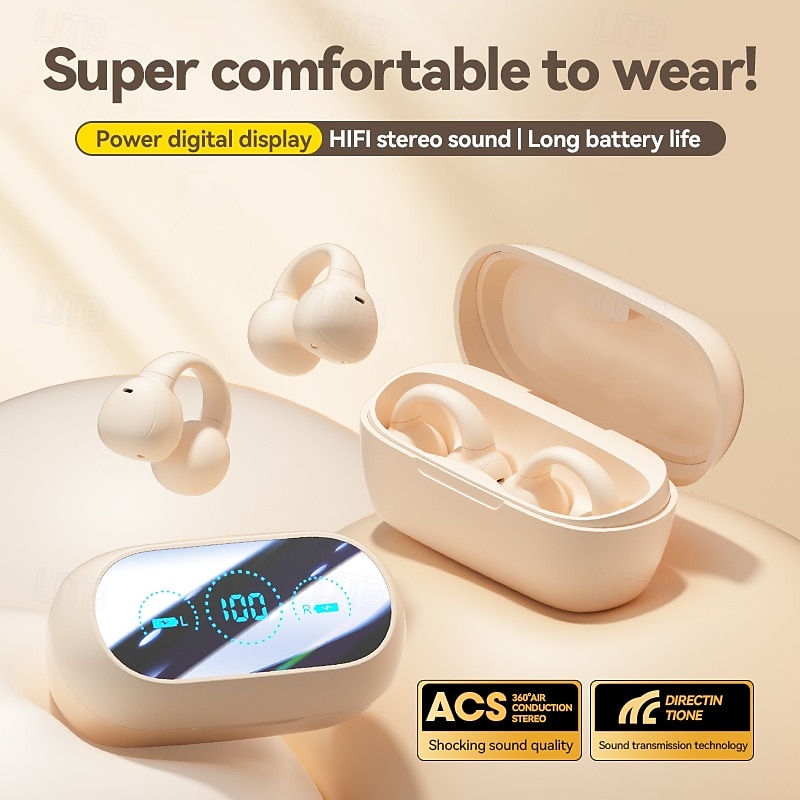 M59 Hands Free Telephone Driving Headset Ear Clip Bluetooth 5.3 Sports Ergonomic Design Stereo for Apple Samsung Huawei Xiaomi MI  Yoga Fitness Gym Workout Mobile Phone2