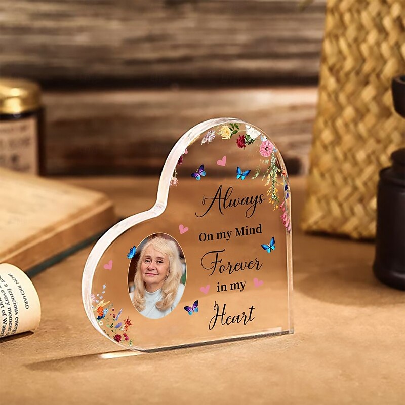 Personalized Heart Shaped Acrylic Plaque, Custom Gift for Mom, Unique Mother's Day Gift with Photo, Perfect Desk or Shelf Decoration to Express Love and Gratitude3