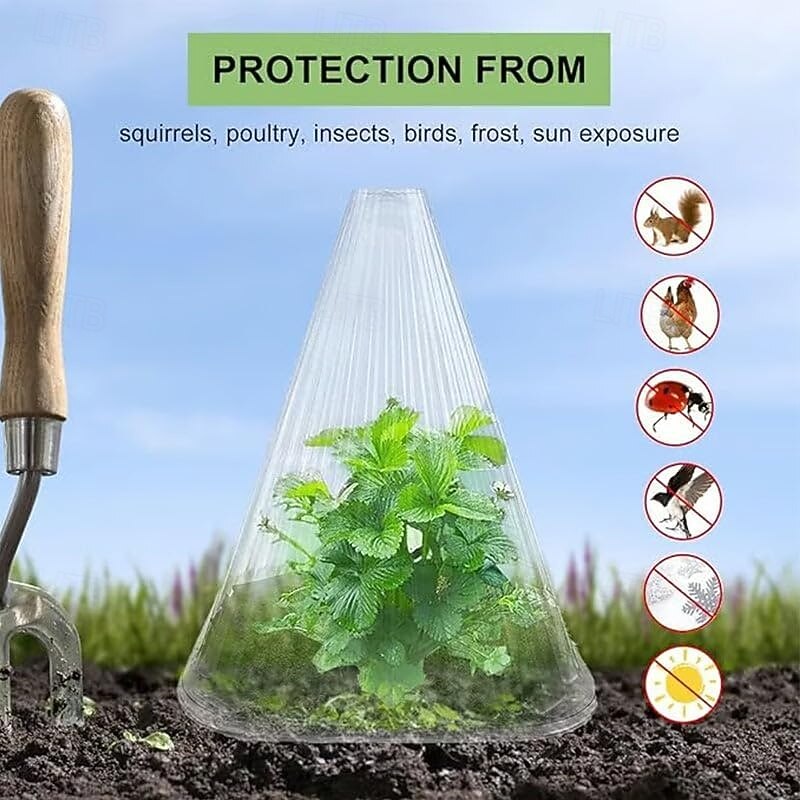 10/20/30 PCS Clear Garden Cloche for Plants, Plant Covers Protectors, Reusable Bell Plant Cover, Multifunctional Plant Covers Plant, Protect Plants from Birds, Animals, Frost, Freeze Weather2