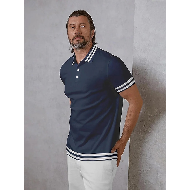 Men's Golf Polo Shirt Dark Navy Dark Green Short Sleeve Golf Attire Clothes Outfits Wear Apparel