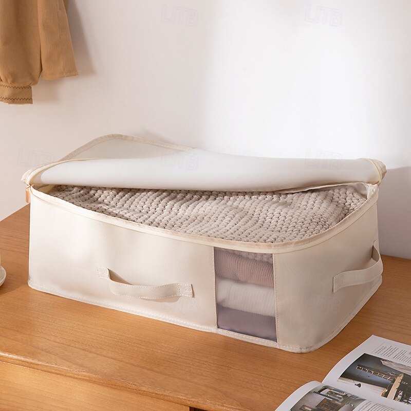 Oxford Fabric Clothes Storage Bag for Bedding and Quilt, Foldable Large Capacity Organizer Bag with Zipper and Handles, Moving Luggage Packing Bag for Closet or Travel