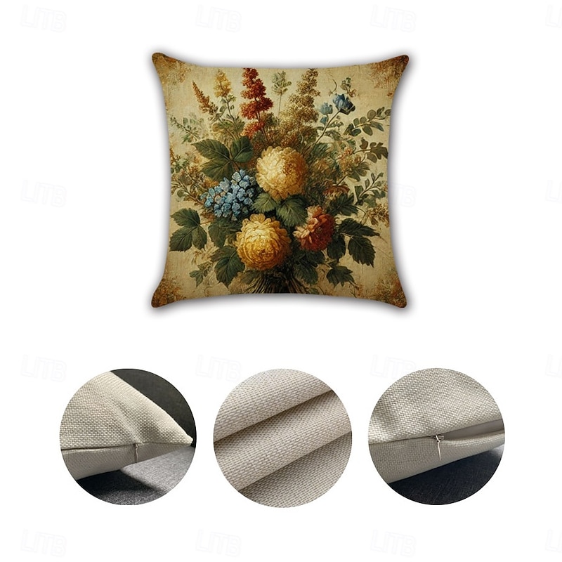 Vintage Pastoral Decorative Toss Pillows Cover 4PC Soft Square Couch Cushion Case Pillowcase for Bedroom Livingroom Sofa Chair4