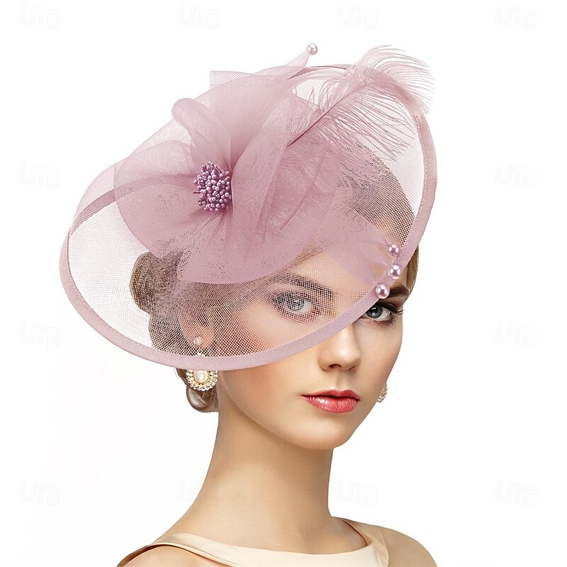 Feather Tea Party Fascinator - 2025 Kentucky Attire Derby Hat with Hairpin, 1920s 50s Hats for Lady Woman Girls