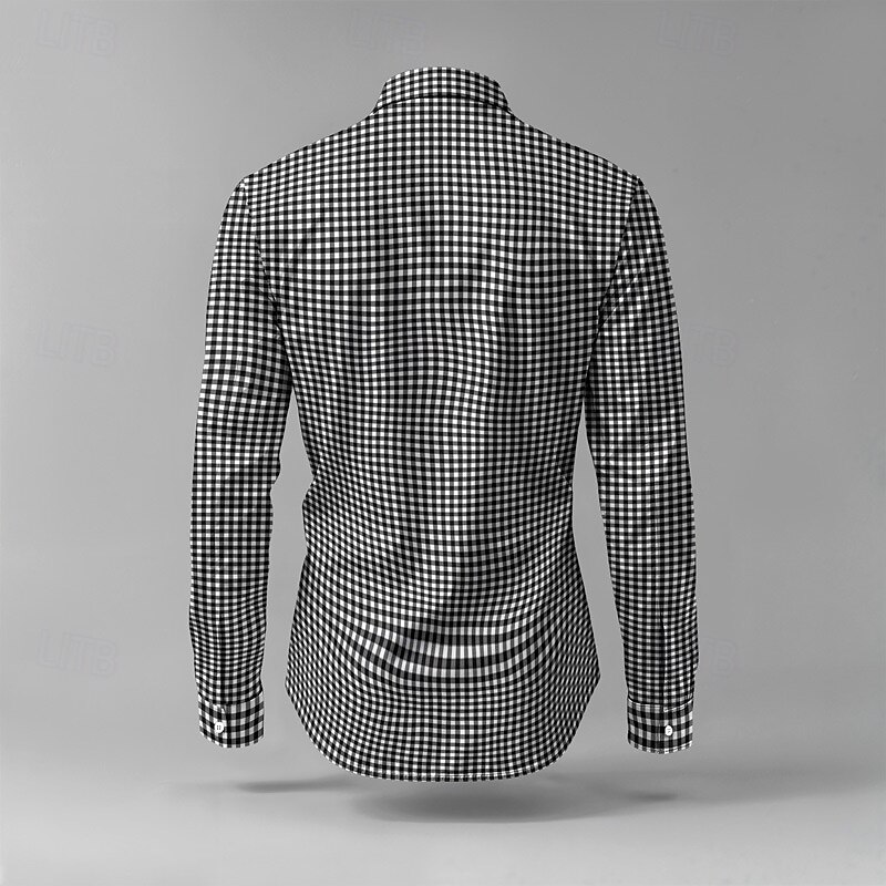 Men's Shirt Summer Shirt Casual Shirt Beach Shirt Button Up Shirt Black Yellow Red Long Sleeve Plaid Lapel Vacation Hawaiian Button-Down Clothing Apparel Polyester Fashion Casual Comfortable4